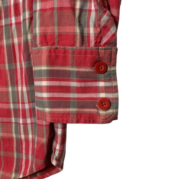 Womens Superdry Red/White PLAID SHIRT size L button up 3/4 sleeve - Picture 6 of 11
